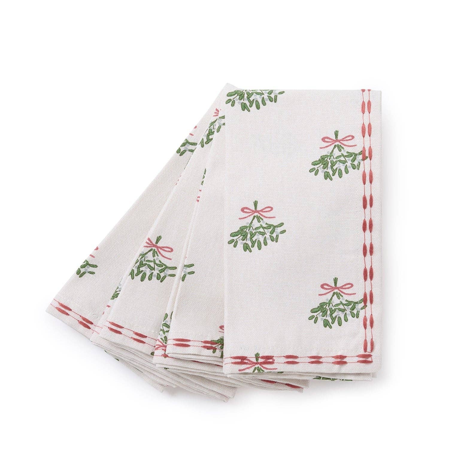 Sophie Allport – wholesale Dinner & cloth napkin – Mistletoe Embroidered Napkins (Set of 4)2