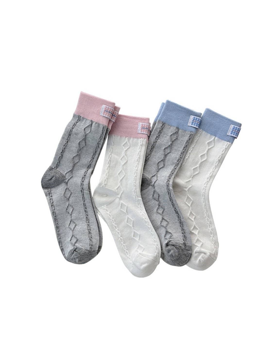 Funkyrel® Atzbranding Limited - Vente Chaussettes – femme - Rufia - Chaussettes mi-mollet à motif patchwork argyle rétro simple4