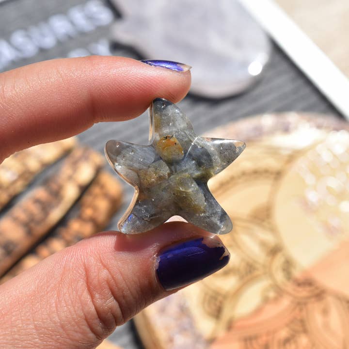 Labradorite Starfish Decoration Resin for wholesale by Knot Treasures