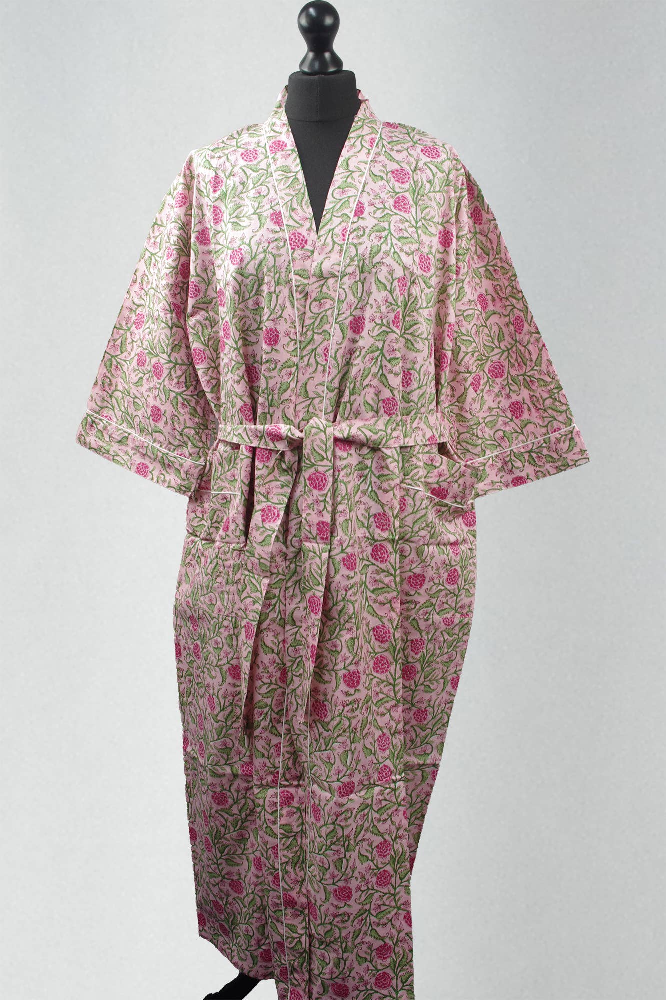 Kantha Decor – Engroshandel Kimono - Dame – Bomuld Kimono Badekåbe - Lyserøde Roser 3