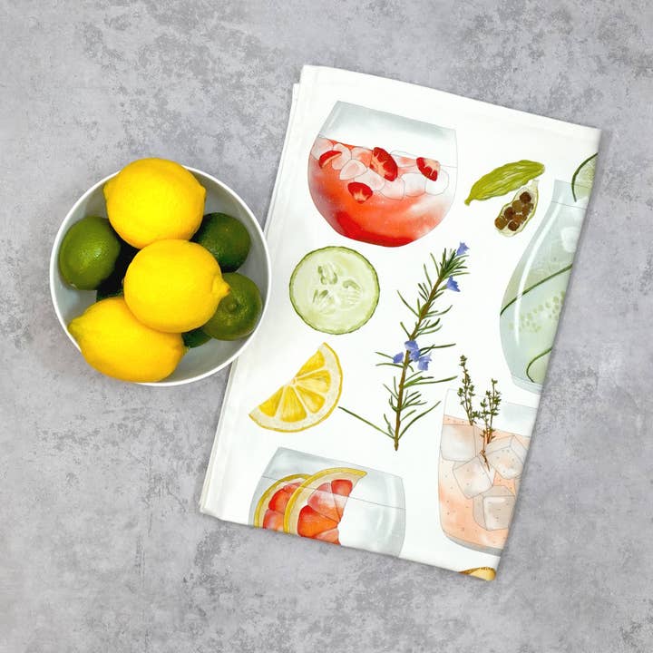 G&T Tea Towel - British Made – 100% Cotton – Gin Gift for wholesale by Corinne Alexander