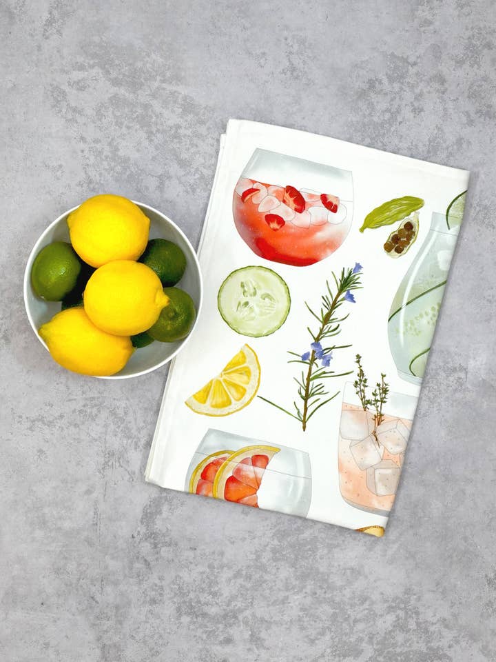 Toalha de Chá G&T - Feito Britânico — 100% Algodão — Gin Gift por atacado de Corinne Alexander