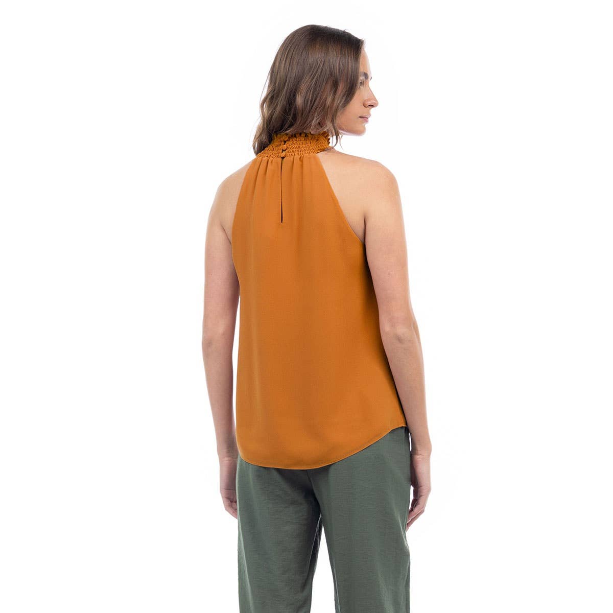 Naked Zebra Rack - Wholesale Tank Top - Women's - Halter Mock Neck Smocked Rounded Hem Top1