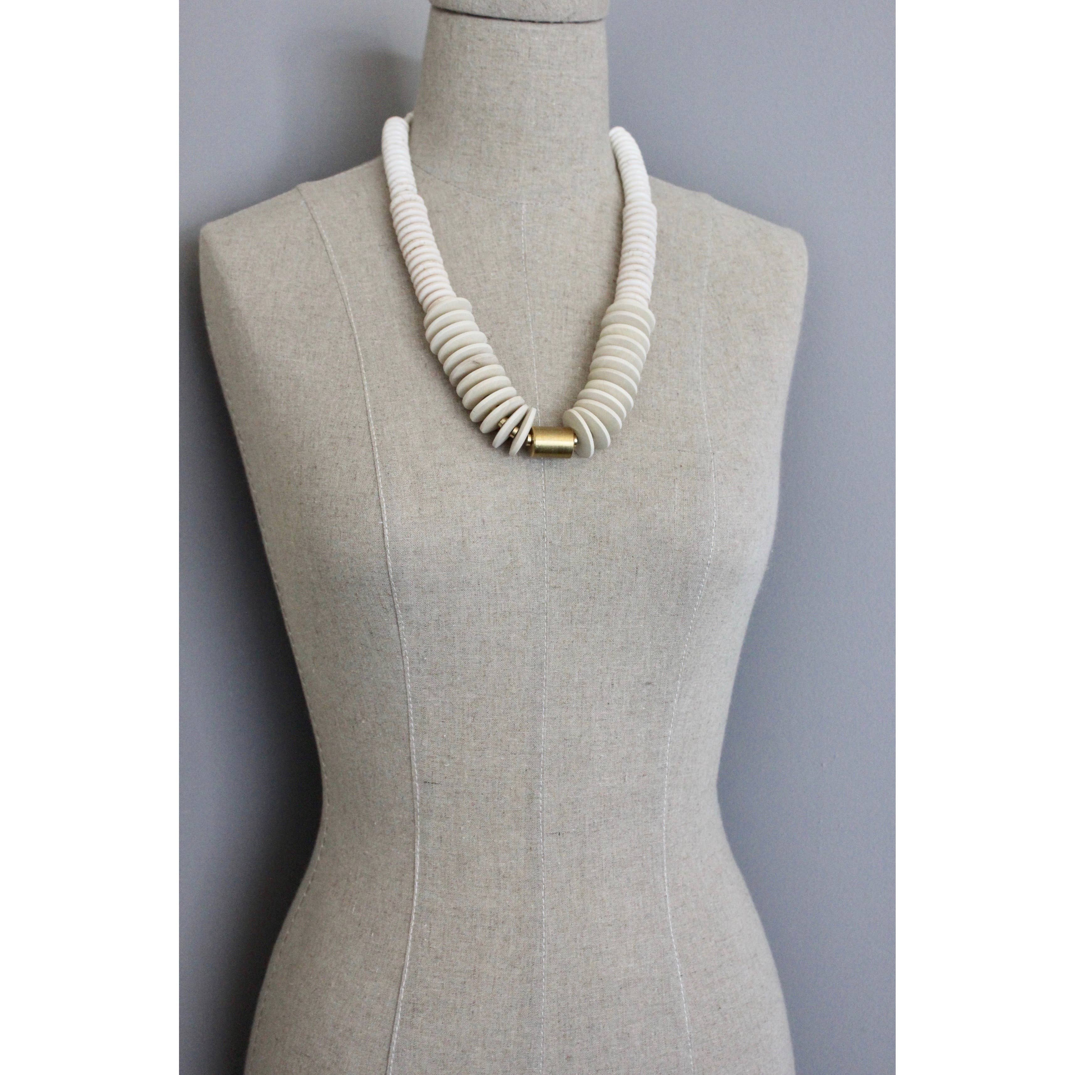 David Aubrey Jewelry - Wholesale Beaded/Pearl Necklace - BKN122 Brass, wood, and magnesite necklace1