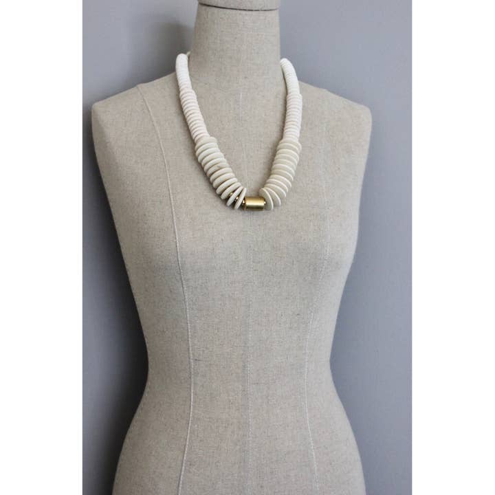 David Aubrey Jewelry - Wholesale Beaded/Pearl Necklace - BKN122 Brass, wood, and magnesite necklace1