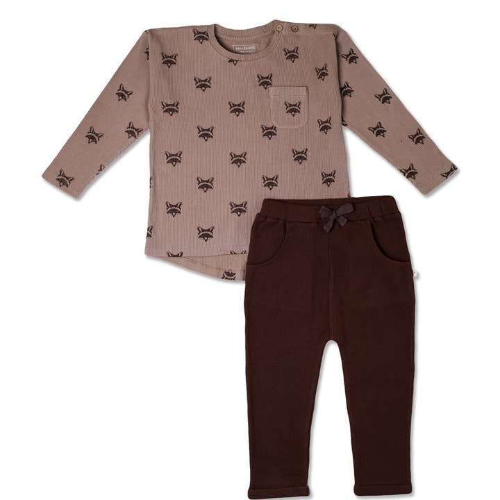 Conjunto de Camiseta Orgánica y Pantalones Dobladillos - Zorro para venta al por mayor de Makemake Organics