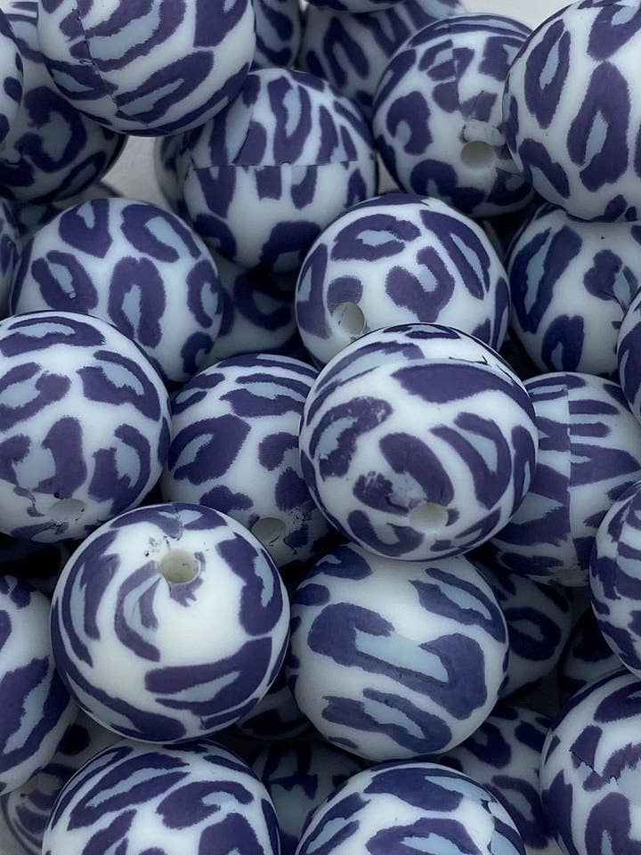 10 perles en silicone motif léopard gris - 15 mm pour la vente par ASAP Craft Supplies