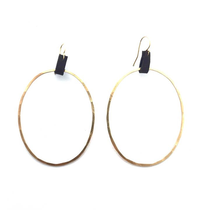 CLP Jewelry - Wholesale Dangle Earrings - Oblong Hoop on Leather Tab Earrings Large1