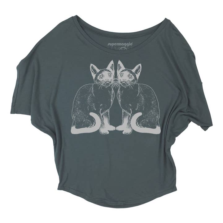 Supermaggie @ Faire - Venta al por mayor Camiseta serigrafiada - Mujer - Top orgánico de bambú Renata Kitties5