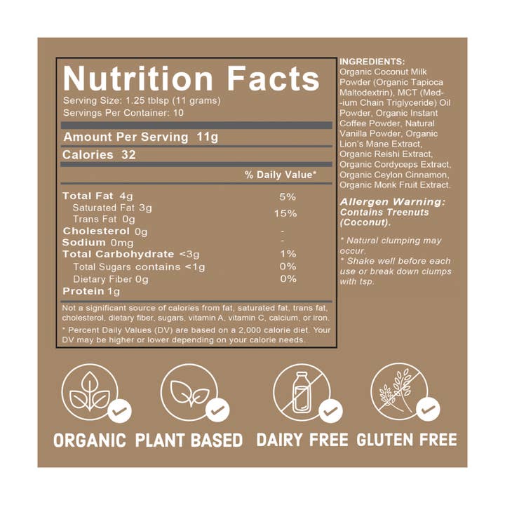 PureShrooms Inc. - Wholesale Instant Coffee/Espresso - Vanilla Coffee Super Latte | 110g | 10 Servings3