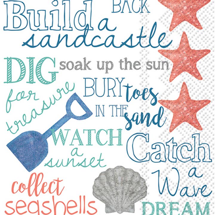 Toallas de papel para invitados 16 unidades Reglas de la playa - Costero para venta al por mayor de Boston International