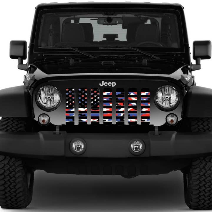 Dirty Acres - Wholesale Car Decorative Charm - Unisex - American Patriotic Camo Flag Jeep Grille Insert Wrangler3