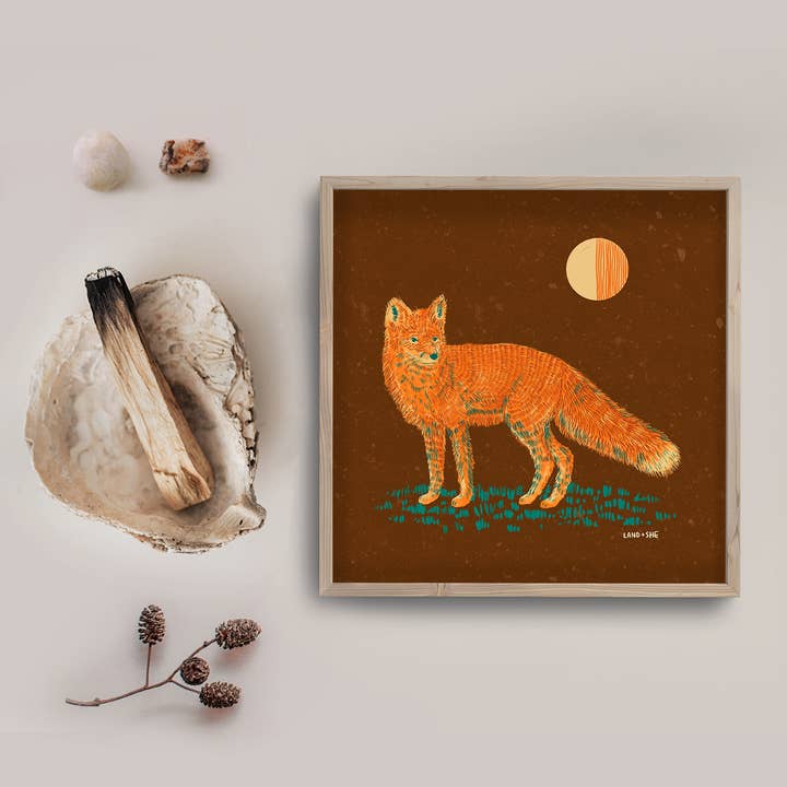 Land & She - Wholesale Art Print - Moonlit Fox