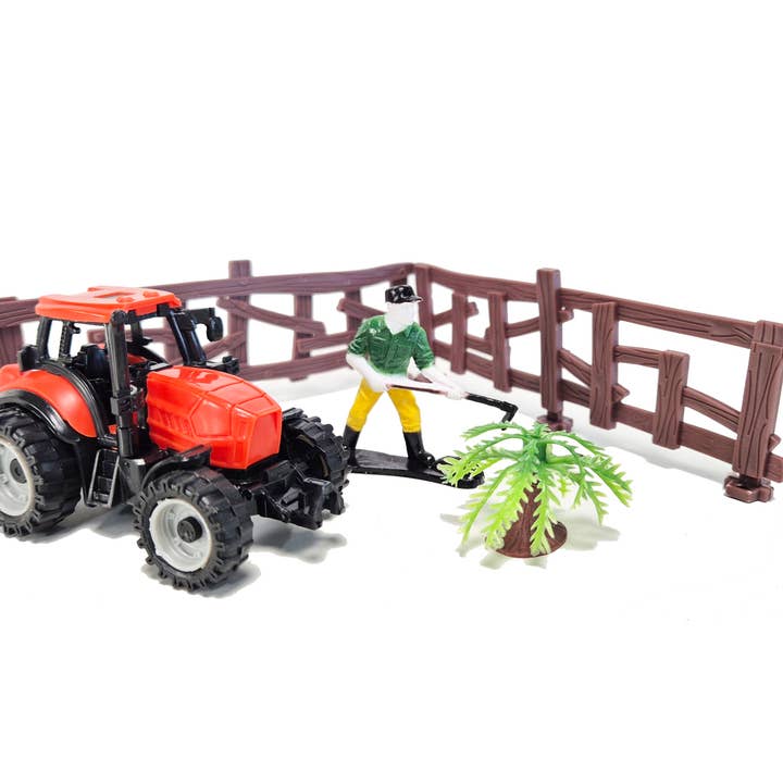 NHP International - Venta al por mayor Conjunto de juguetes - Niños - Juguetes para niños - Tractor de la serie Granja con valla y figura de granjero