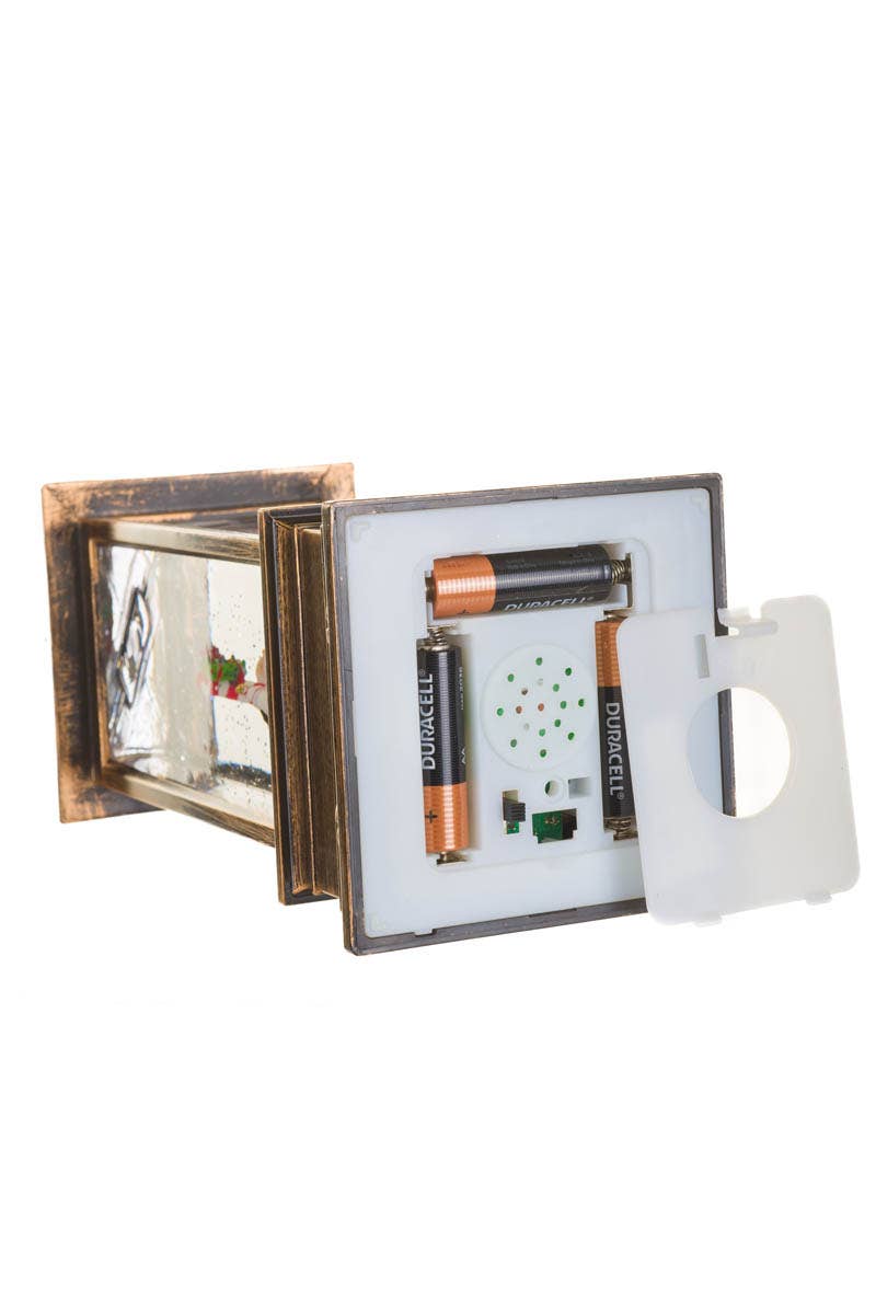 Starlight Collection - Wholesale Decorative Tabletop Object - NEW-Bronze Led Lantern Snow Globe W/ Santa & Candy Cane5