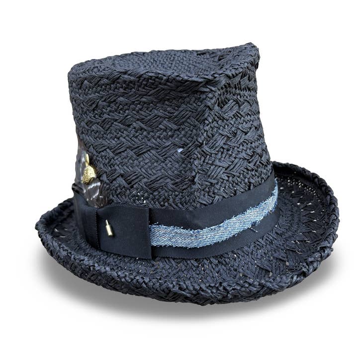 Le Diable Magie - Chapeau Haut de Forme Noir en Paille pour la vente par Cha Cha's House of Ill Repute