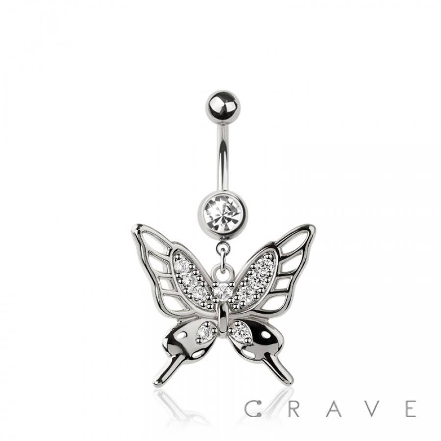 CRAVE - Wholesale Belly Ring - 316L SURGICAL STEEL BUTTERFLY DANGLE BELLY BUTTON NAVEL RING3