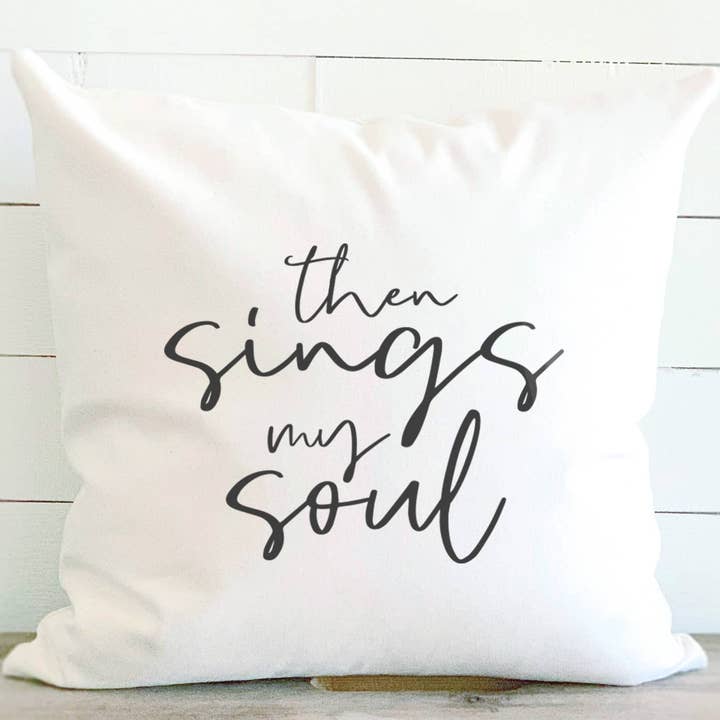 Then Sings My Soul - Coussin carré en toile pour la vente par Indigo Tangerine