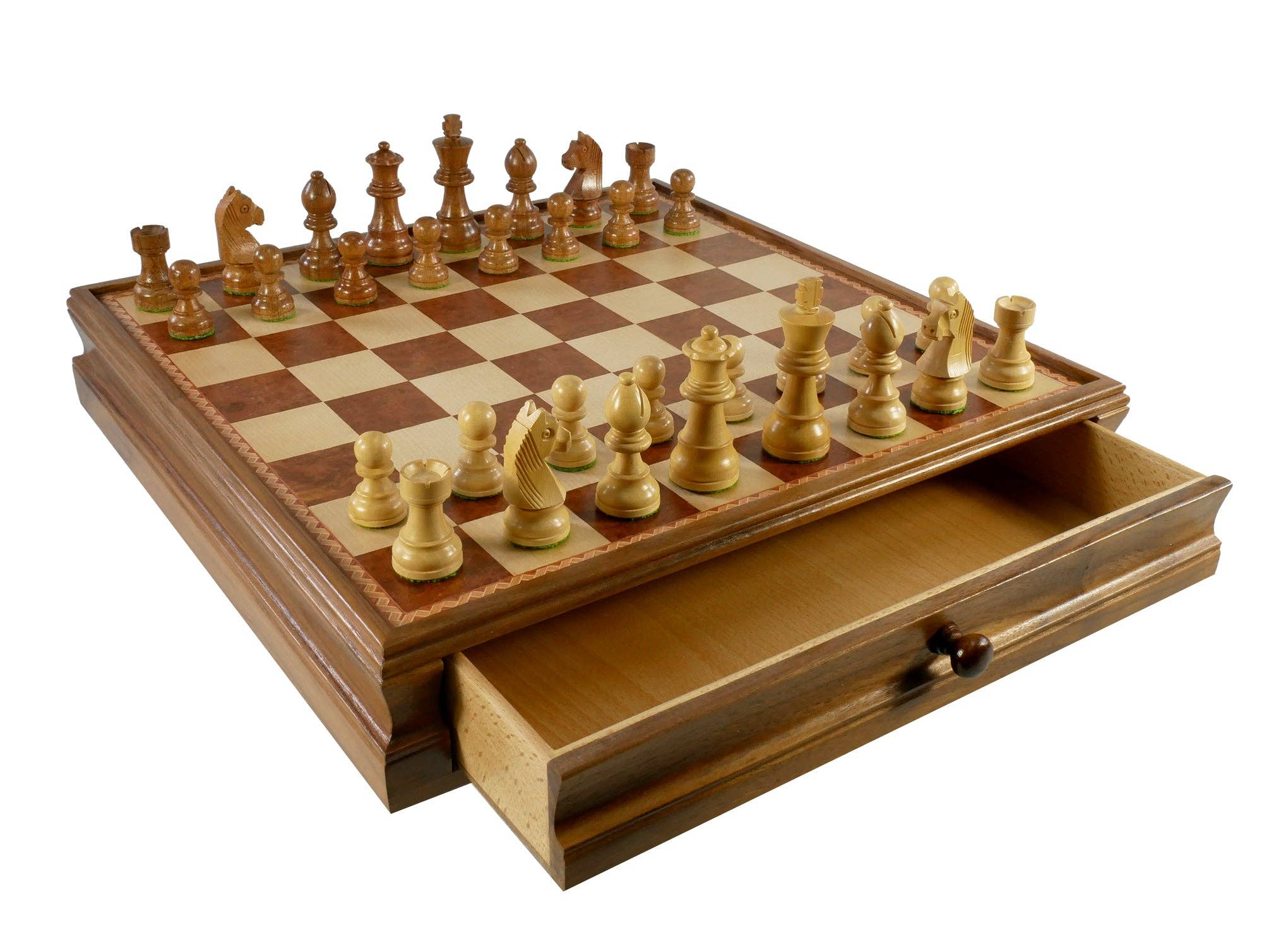 WorldWise Imports - Wholesale Board Game - Chess Set - Walnut/Maple Chest and Single Weighted Chessmen3