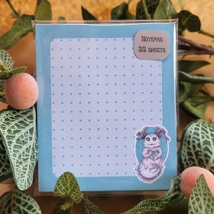 Mini Notepad--Axolotl Reading for wholesale by LostInWonderArt