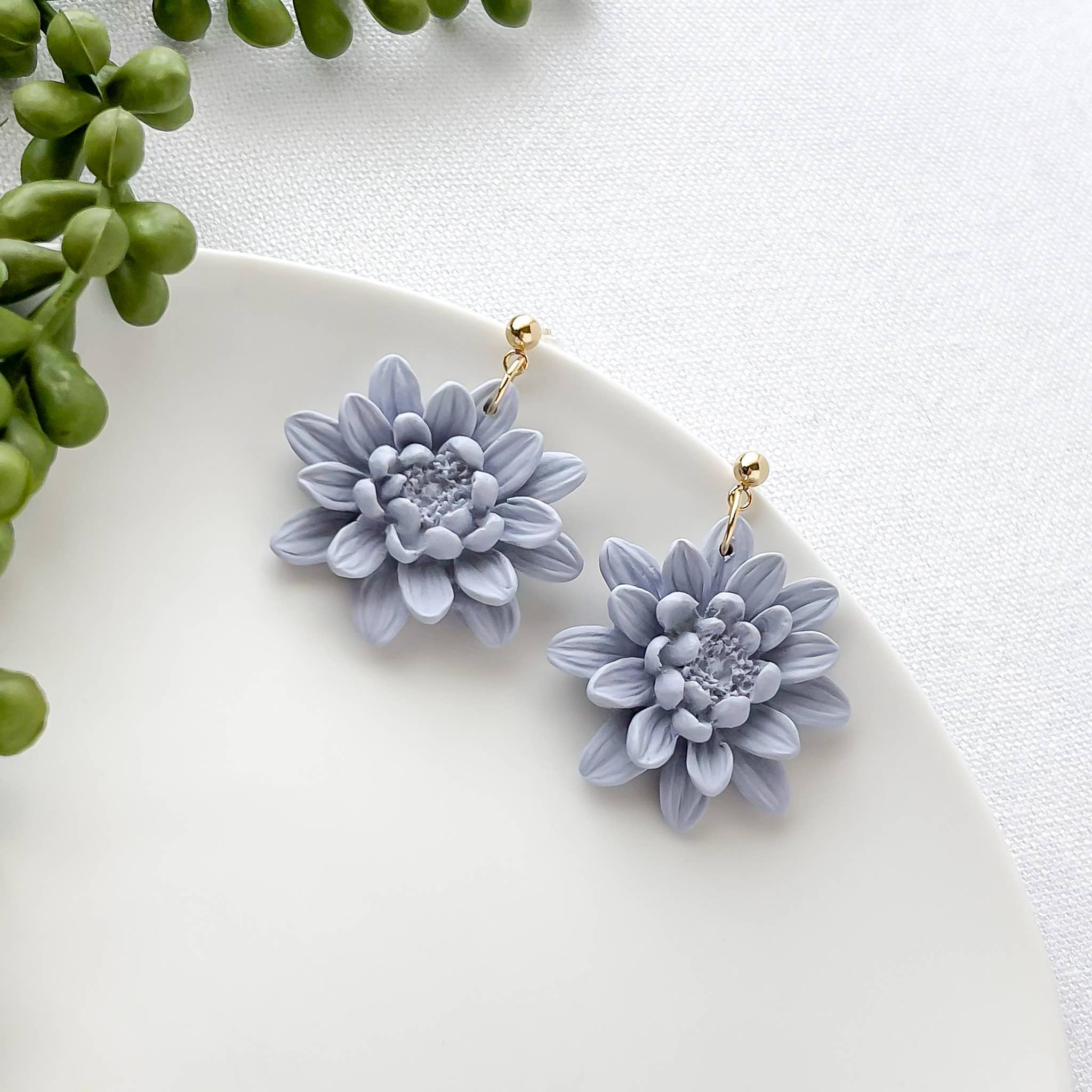 My Sister’s Things - Wholesale Dangle Earrings - Dahlia Flower Clay Earrings, Flower Core Earrings