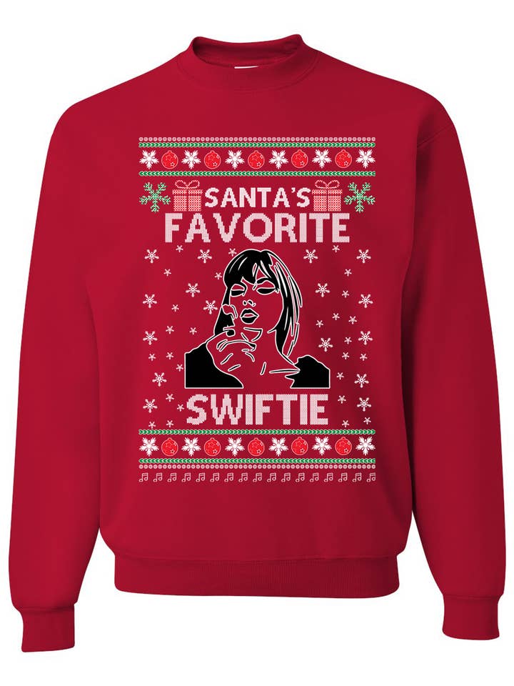CJS Products LLC - Wholesale Sweatshirt - Unisex - Santa's Favorite Swiftie Sweatshirt Ugly Christmas Sweater