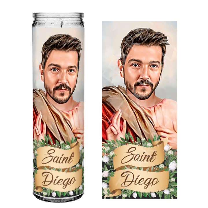 Bougie de prière Saint Diego Luna Celebrity, 8 pouces, blanche pour la vente par Texrah