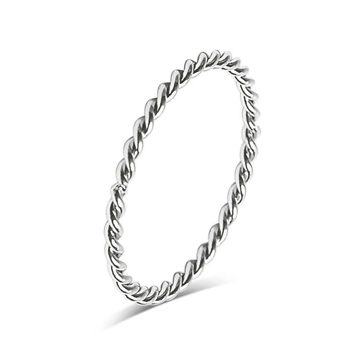 WJW - Wholesale Band/Stacked Ring - Stainless Steel Braided Stacking Ring - Hypoallergenic