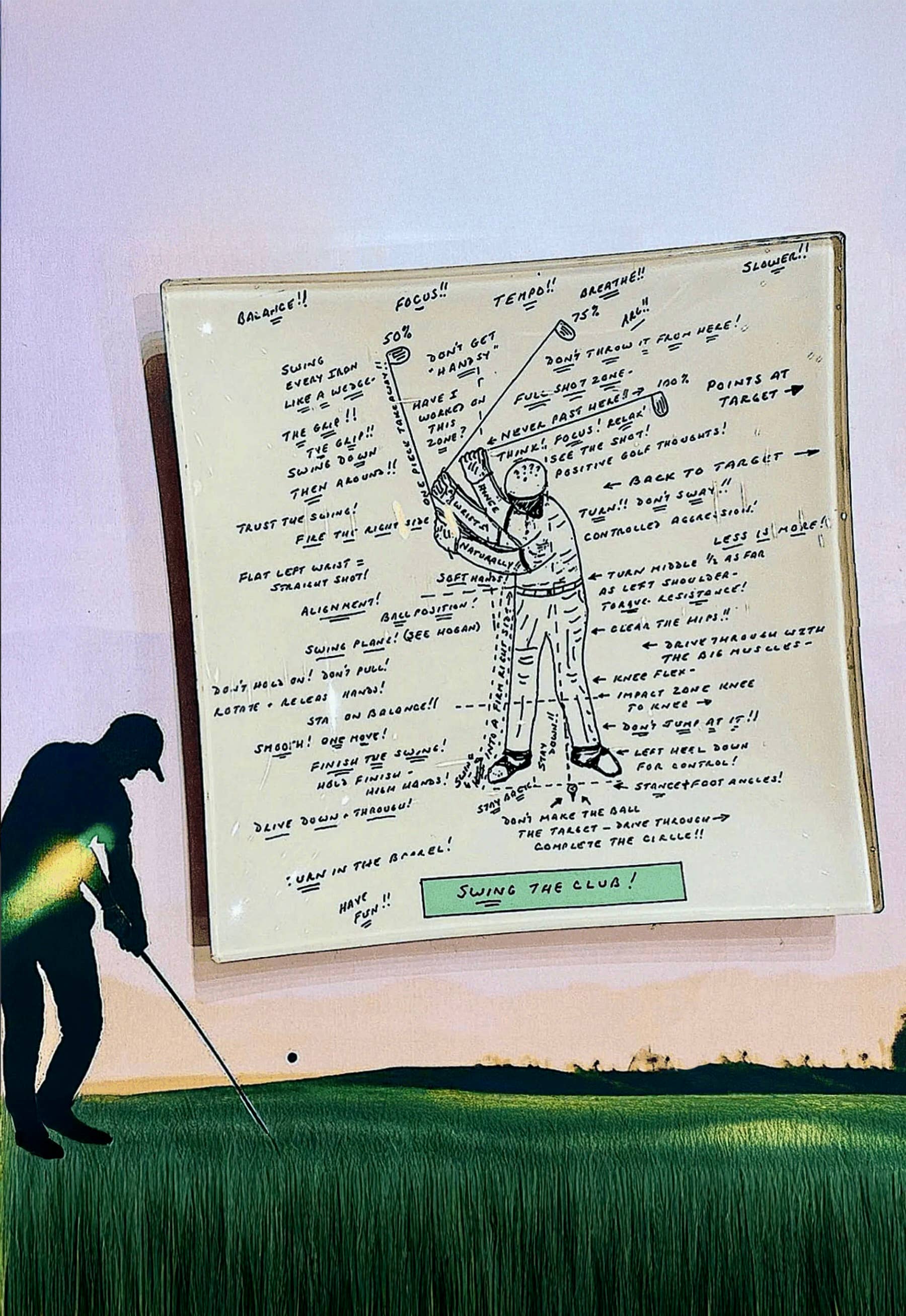 Ben's Garden – wholesale Decorative tray – Golf Sketch Swing The Club Decoupage Glass Tray1