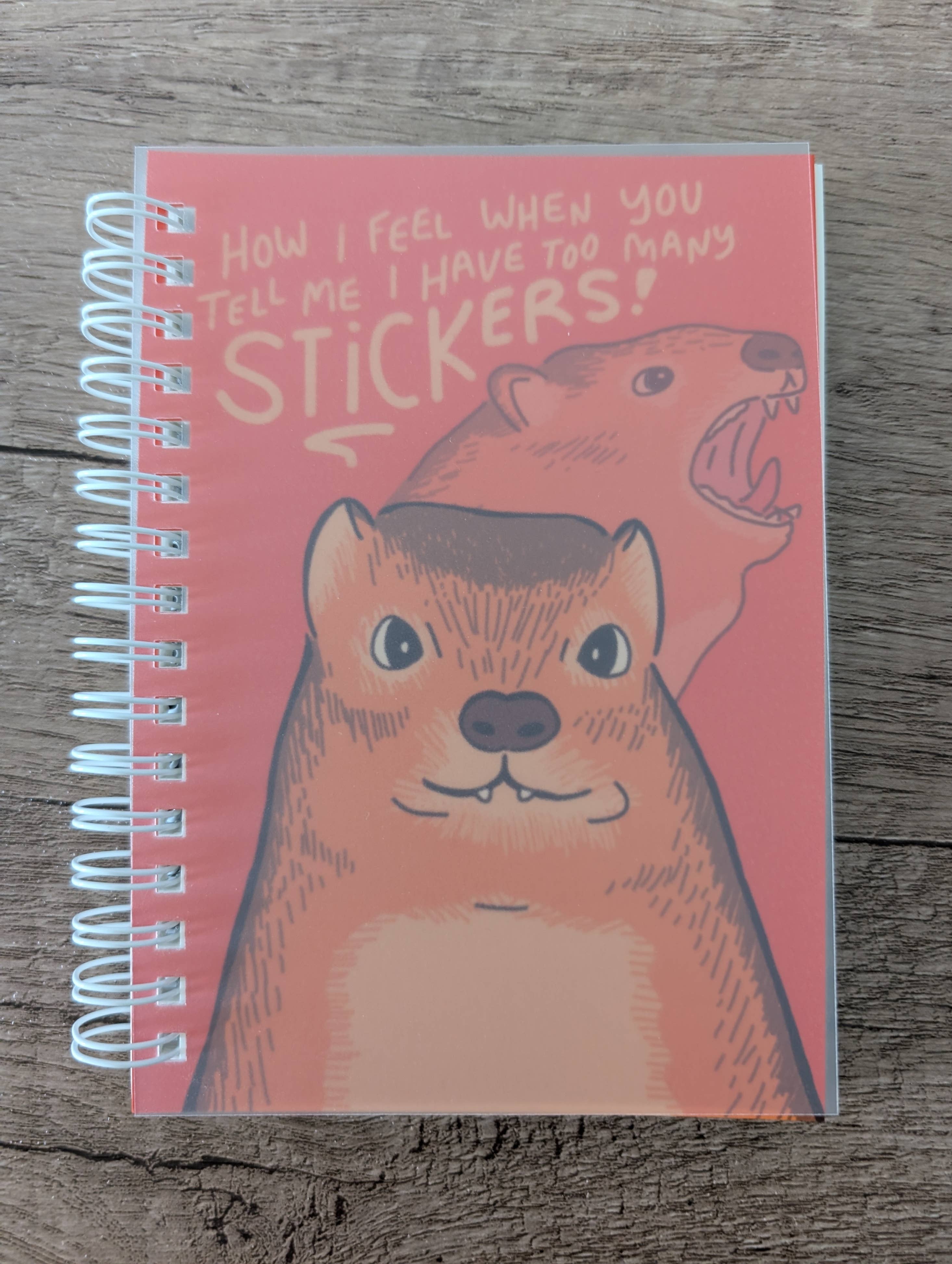 Sadsquatch - Wholesale Notebook - Hyrax Too Many Stickers - Reusable Sticker Book - 50 Pages3