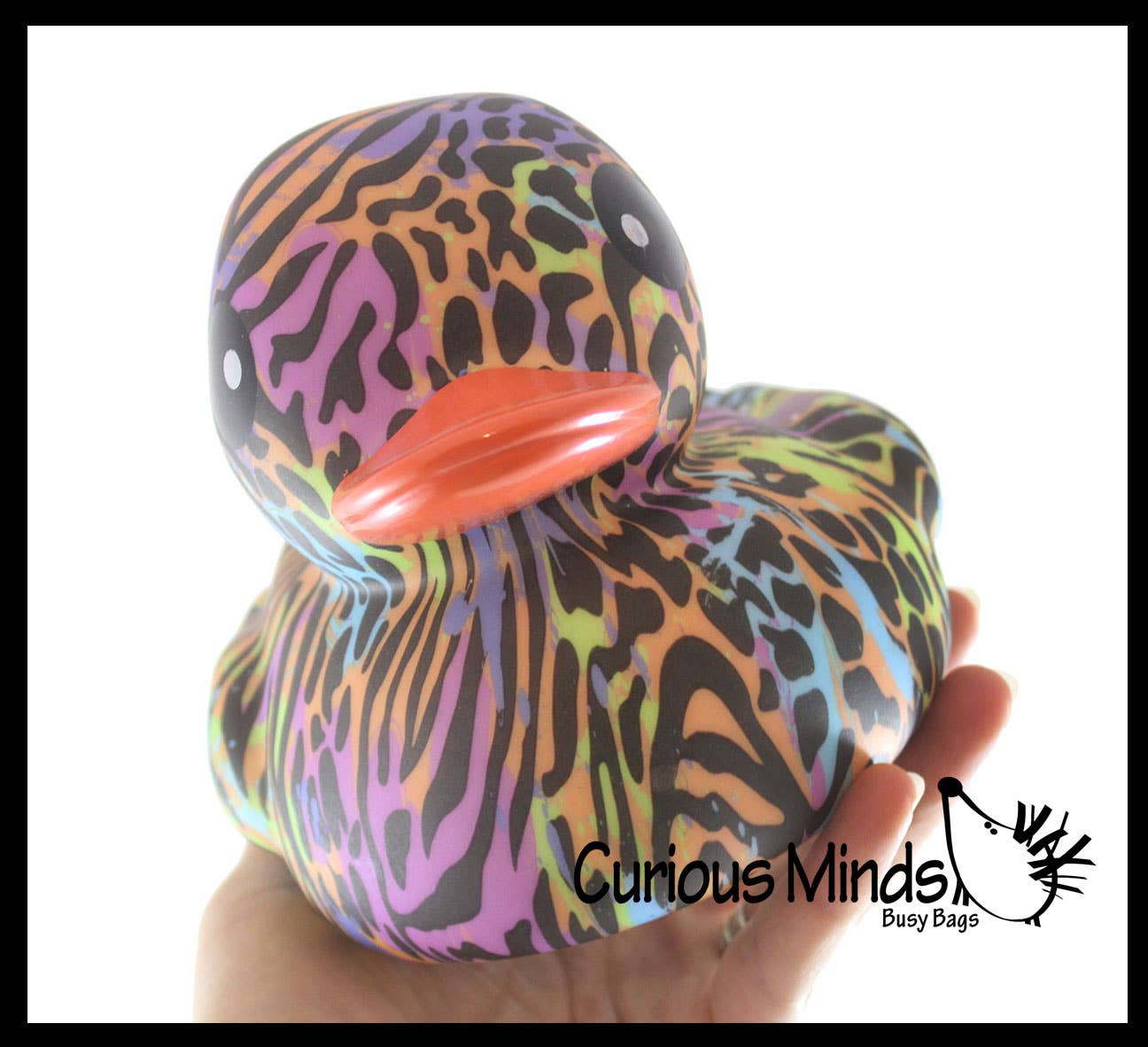 Curious Minds Toys - Vente Jouet pour le bain – bébé - 1 canard géant en caoutchouc à imprimé animalier - Canards en caoutchouc - Cute No6