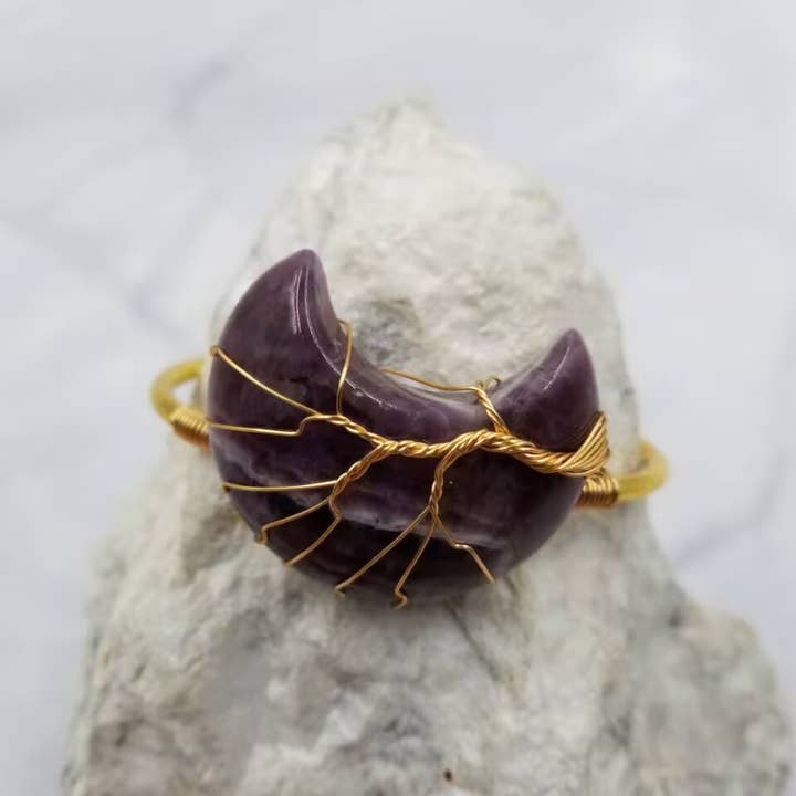 Crystal Moon Gemstone Gold Cuff Bracelet for wholesale by The Pretty Jewellery