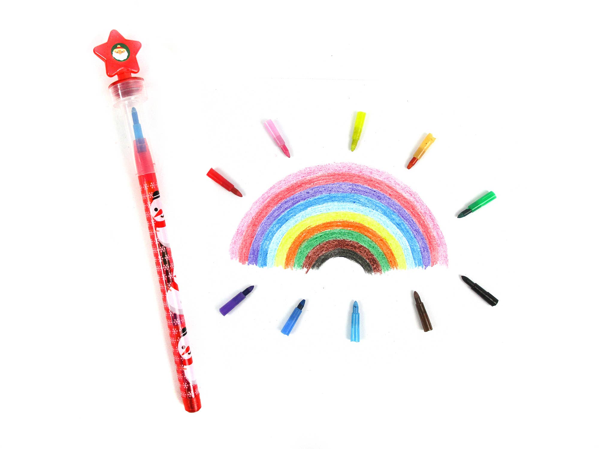Tiny Mills - Wholesale Crayons – Child & baby - Christmas Stackable Crayon with Stamper Topper5