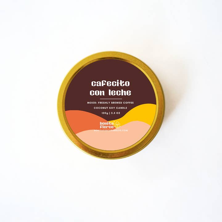 Bonita Fierce Candles - Wholesale Travel Candles - Cafecito Con Leche Candle Tin | Coffee & Milk1
