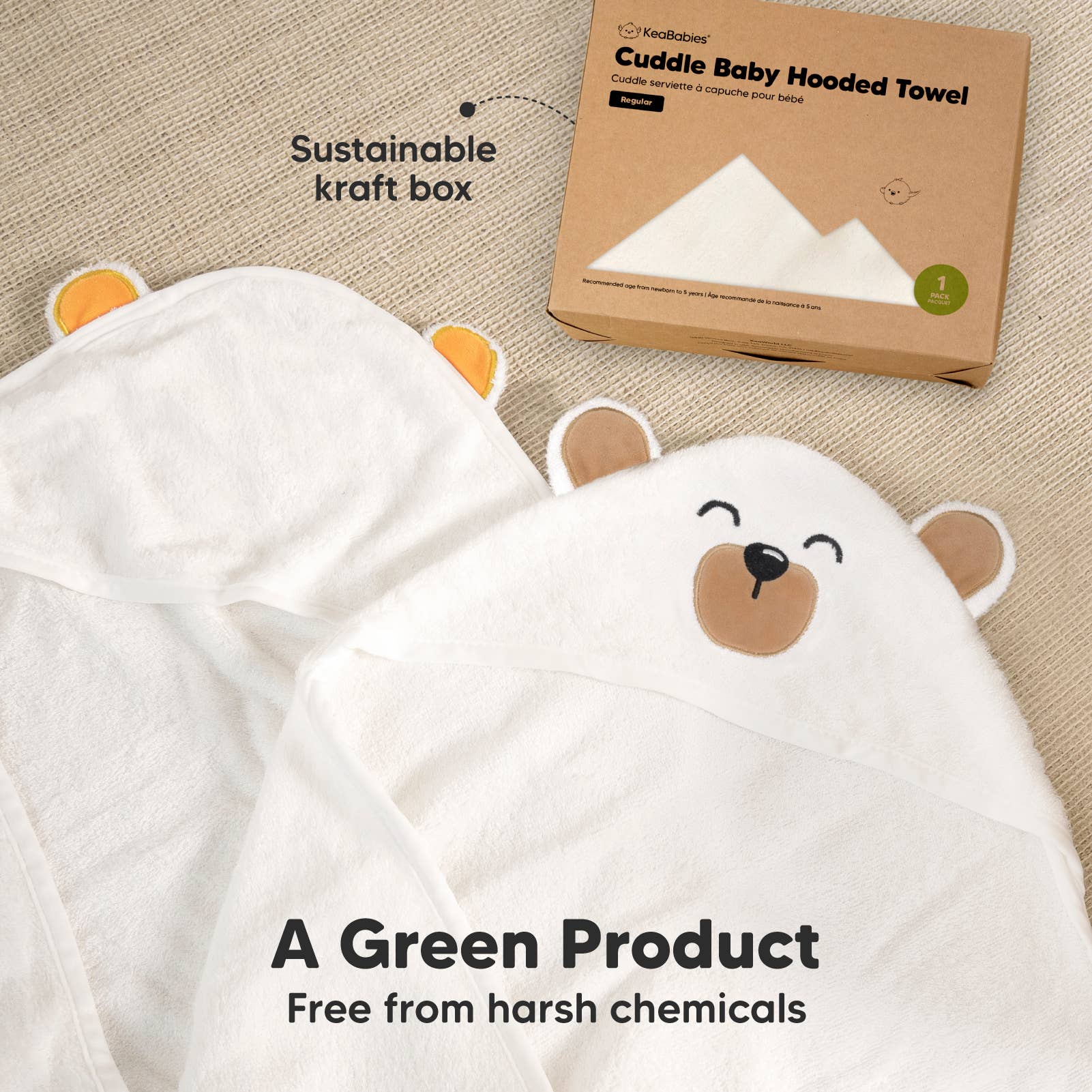 Grizzly KeaBabies Cuddle Baby Hooded Towel for wholesale on Faire8