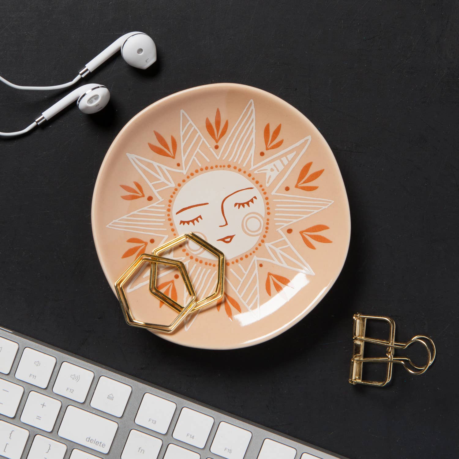 Danica Studio - Wholesale Decorative Tray - Danica Studio Soleil Sun Shaped Ceramic Trinket Tray1