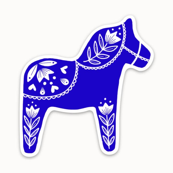 Nordic Nicole – Großhandel Aufkleber – Schwedisches Dalapferd Aufkleber (Blau)0