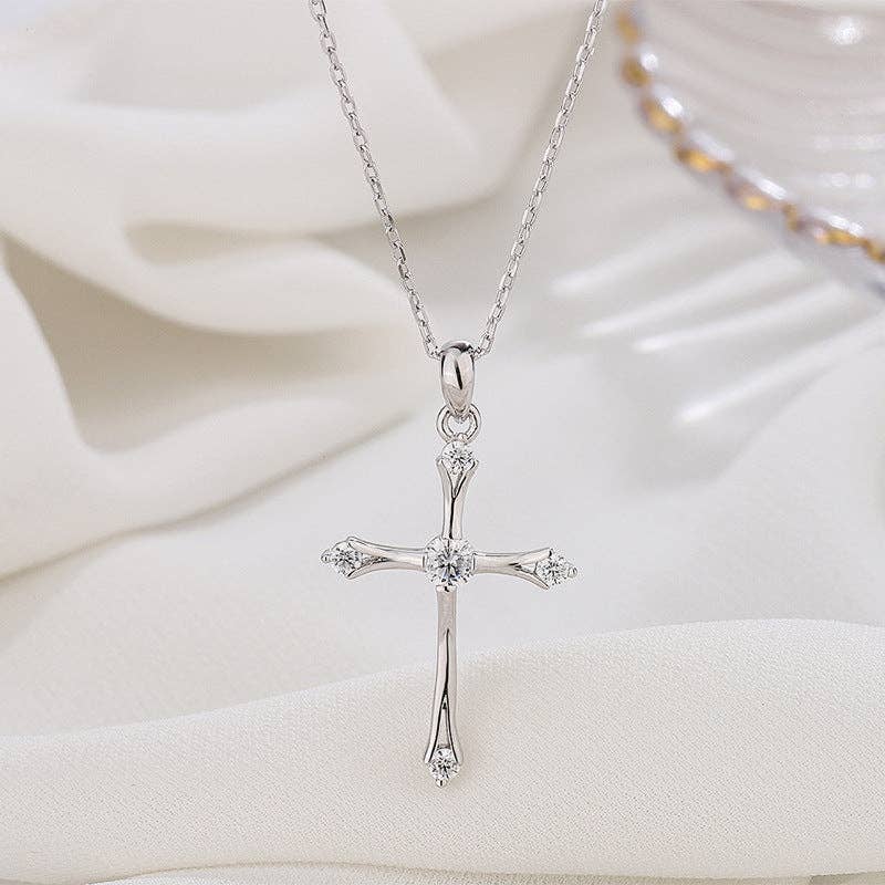 Perimade & Co. LLC - Wholesale Pendant/Charm Necklace - Dainty Cross Charm Pendant Necklace in 925 Sterling Silver0