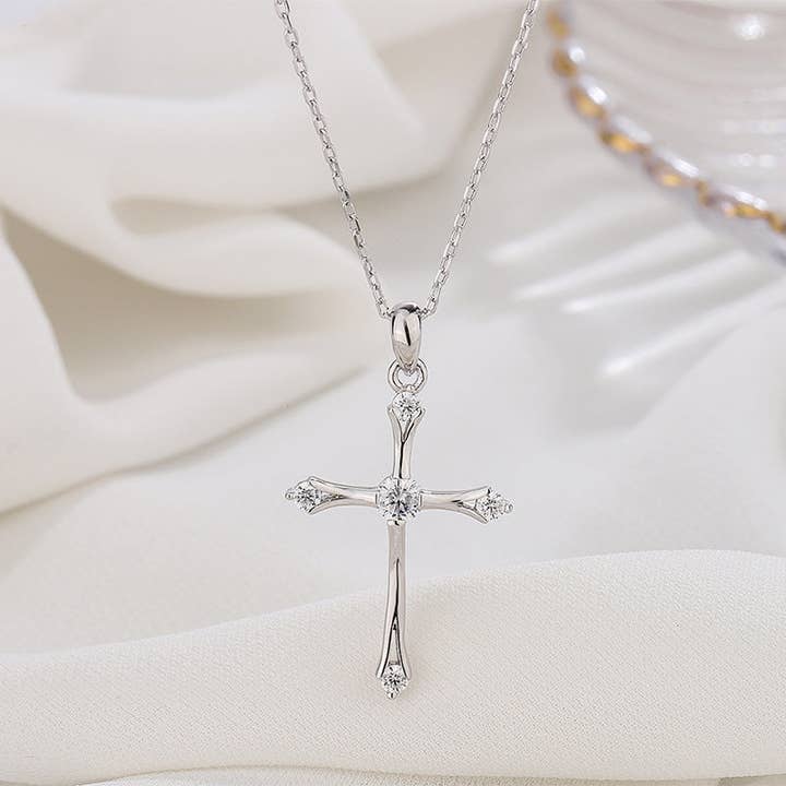 Perimade & Co. LLC - Wholesale Pendant/Charm Necklace - Dainty Cross Charm Pendant Necklace in 925 Sterling Silver