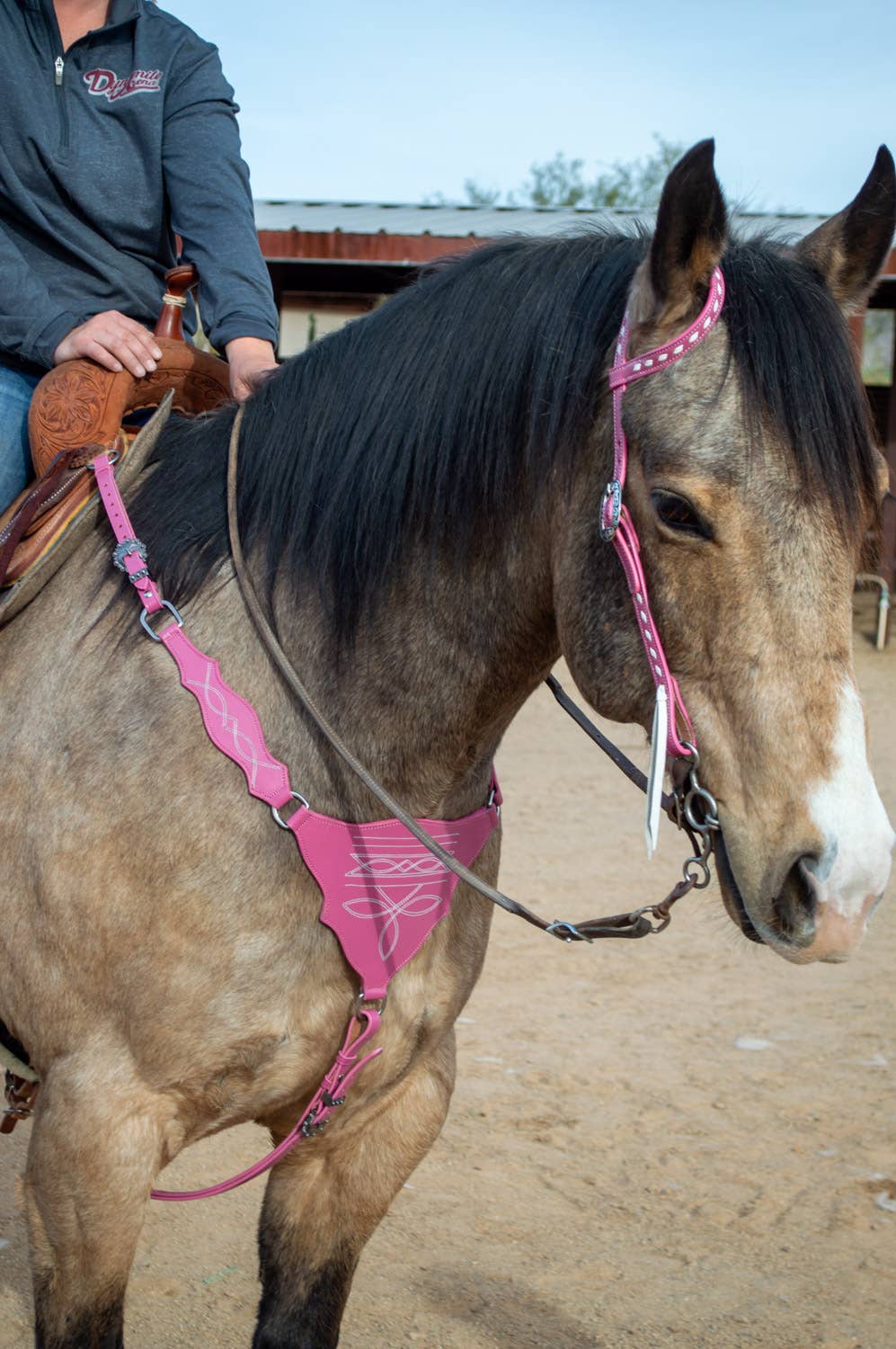 Schulz Equine - Wholesale Horseback Riding Gear - Pink Boot Stitch Headstall and Breast Collar Set