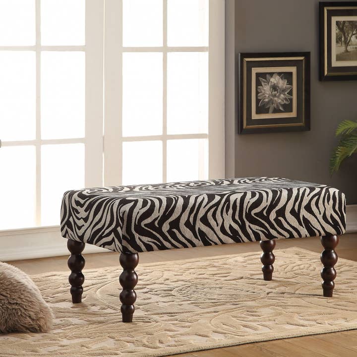 Tecido Zebra 40" X 20" X 17" e banco de madeira de borracha por atacado de Greenwestons
