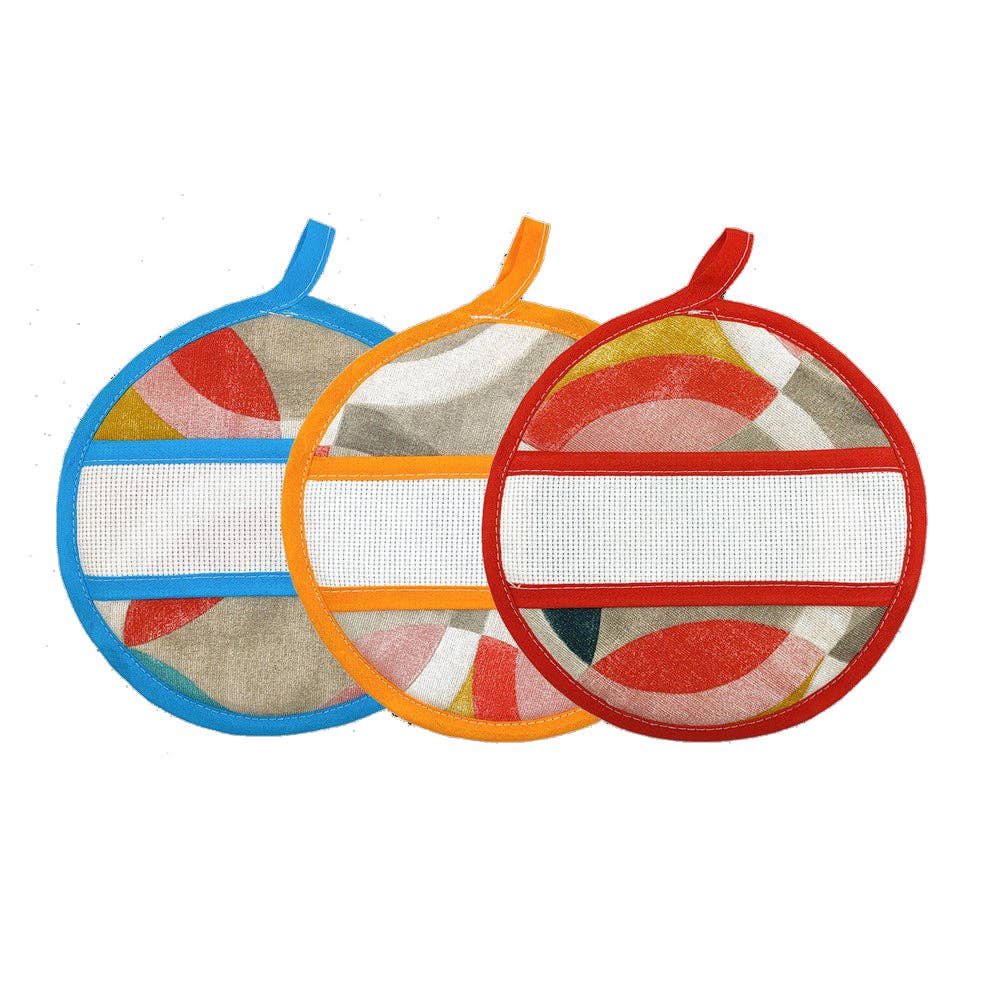 Almatex srl - Wholesale Kitchen Storage/Organizer - RITMO kitchen potholders square cm.20x20 or round diameter cm.19 with a band for embroidery9