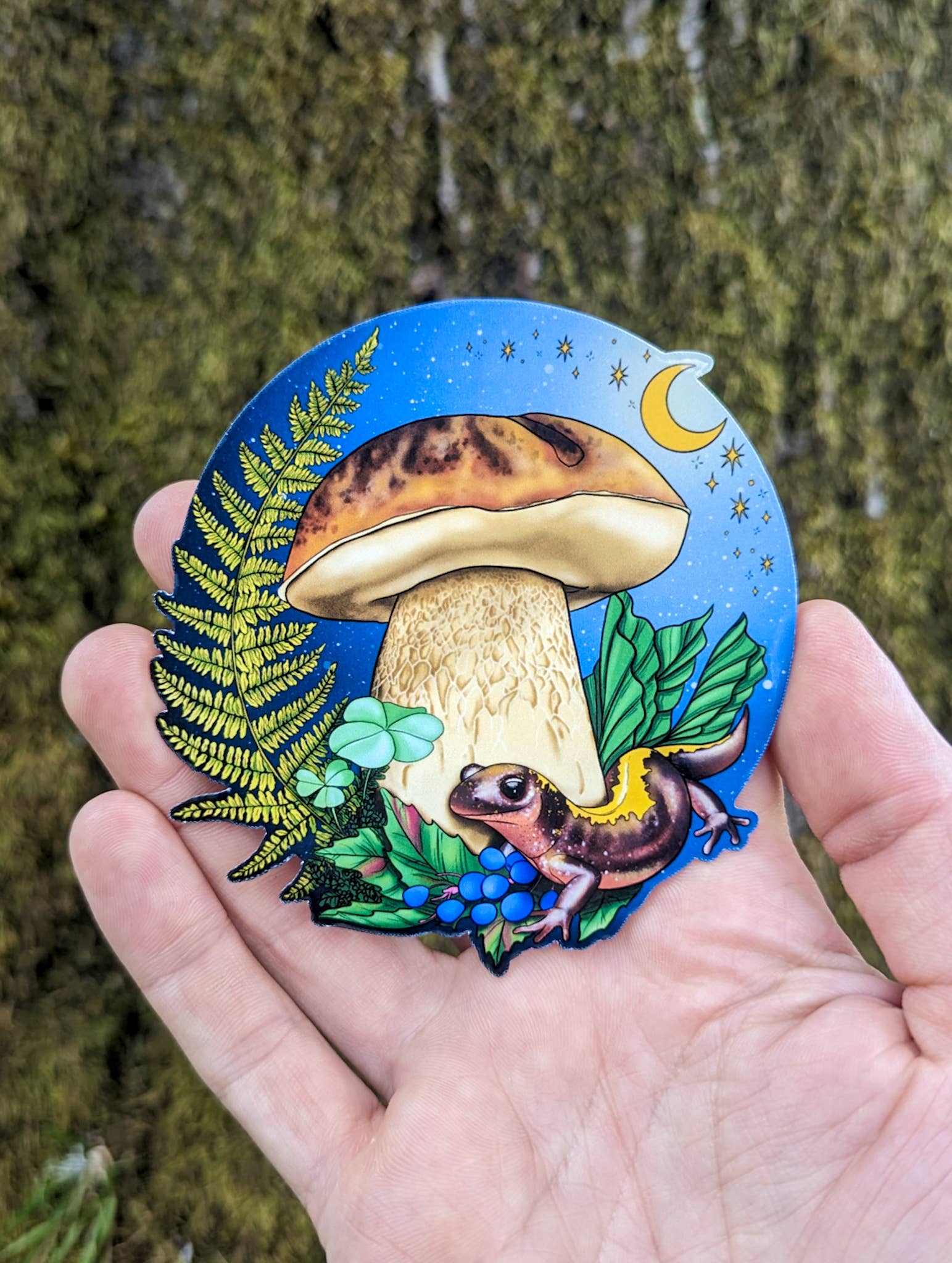 Mushroom Marauder - Vente Autocollant - Autocollant aux champignons porcini et à la salamandre1