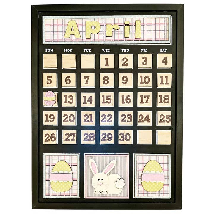 Magnetic Calendar - April -raw MDF DIY Decor for wholesale by Foundations Decor