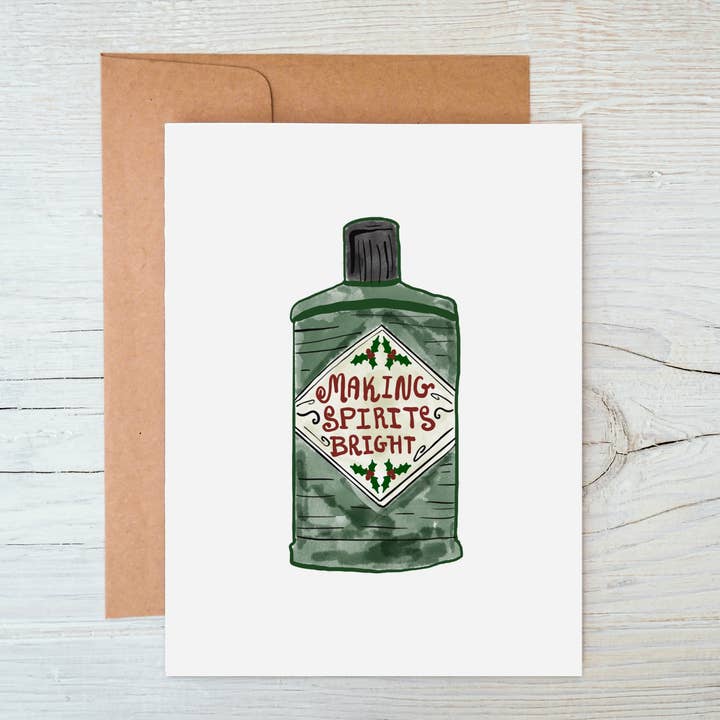 Making Spirits Bright - Funny Holiday Cocktail Card for wholesale by Marigold Press