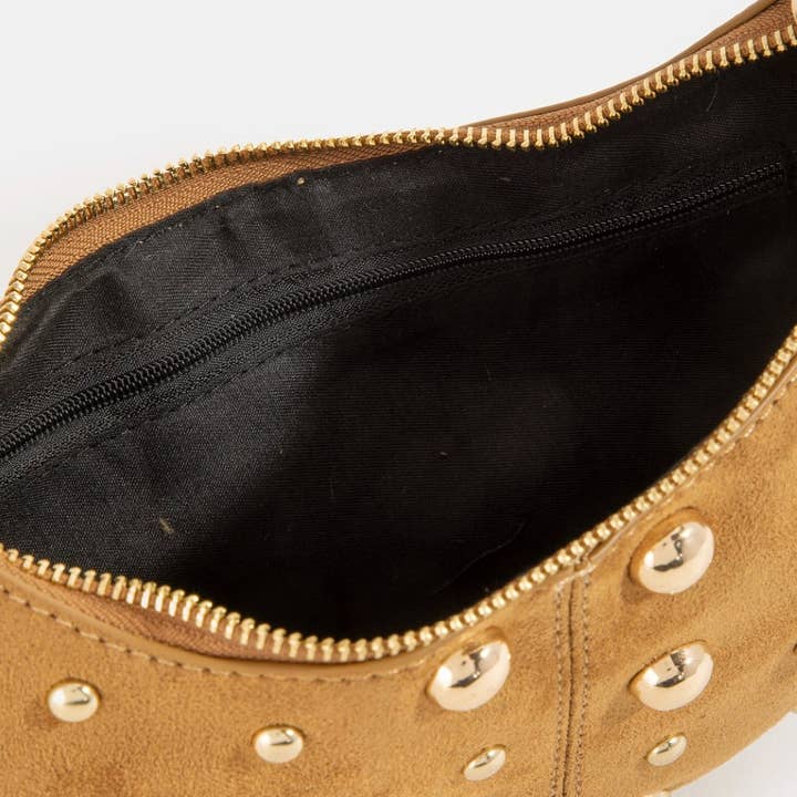 Collections by Fame Accessories - Wholesale Crossbody bag – Women's - Dome Studded Chrome Crescent Hand Bag4