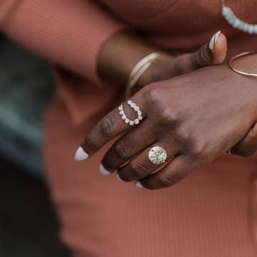 Ginger & Pearl Jewelry - Wholesale Band/Stacked Ring - Inez Engraved Flower Ring
