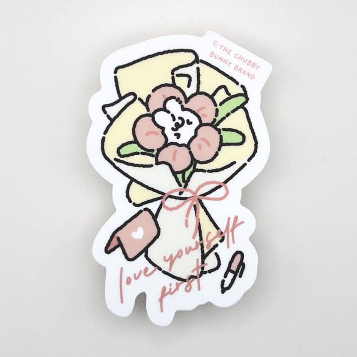 Self Love Flower Bouquet Vinyl Sticker for wholesale by The Chubby Bunny Brand