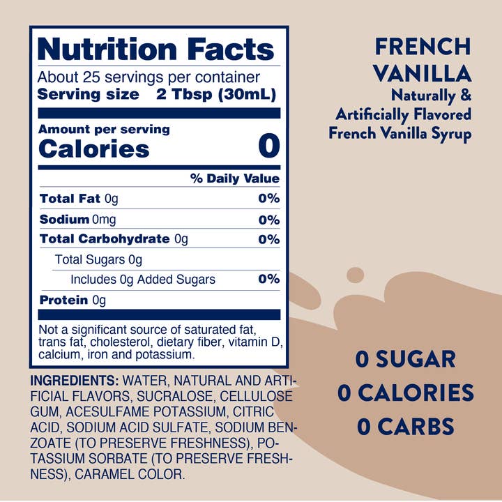 Jordan's Skinny Mixes - Wholesale Flavored Syrup - Sugar Free French Vanilla Syrup5