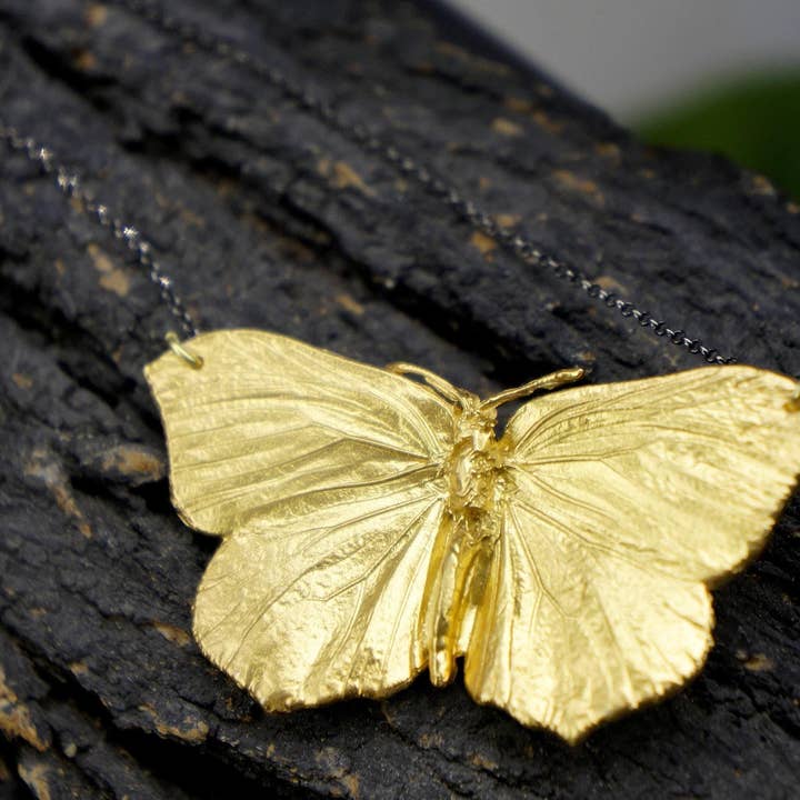 18K Gold-Plated Sterling Silver Butterfly Necklace for wholesale by Mother Nature Jewelry